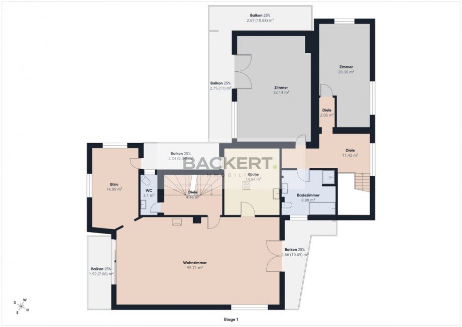 Grundriss Obergeschoss Zweifamilienhaus Wiesau / Sch�nhaid